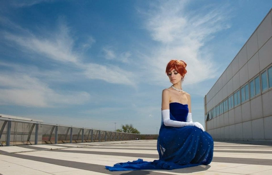 Anastasia Blue dress cosplay MJcostume Anastasia Blue dress cosplay MJcostume
