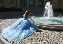 Load image into Gallery viewer, Halloween Costume Cosplay Princess Dress Cinderella Blue Ball Gown