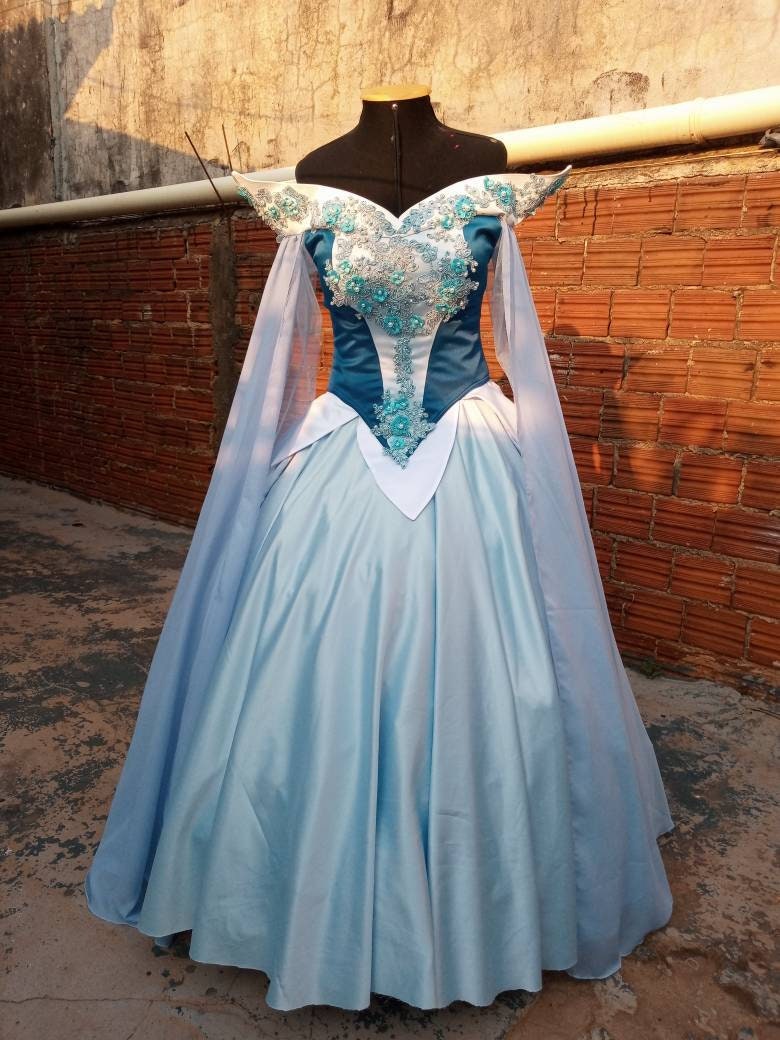 Sleeping Beauty princess hoopskirt Cosplay Aurora Blue dress – MJcostume, image size:780x1040