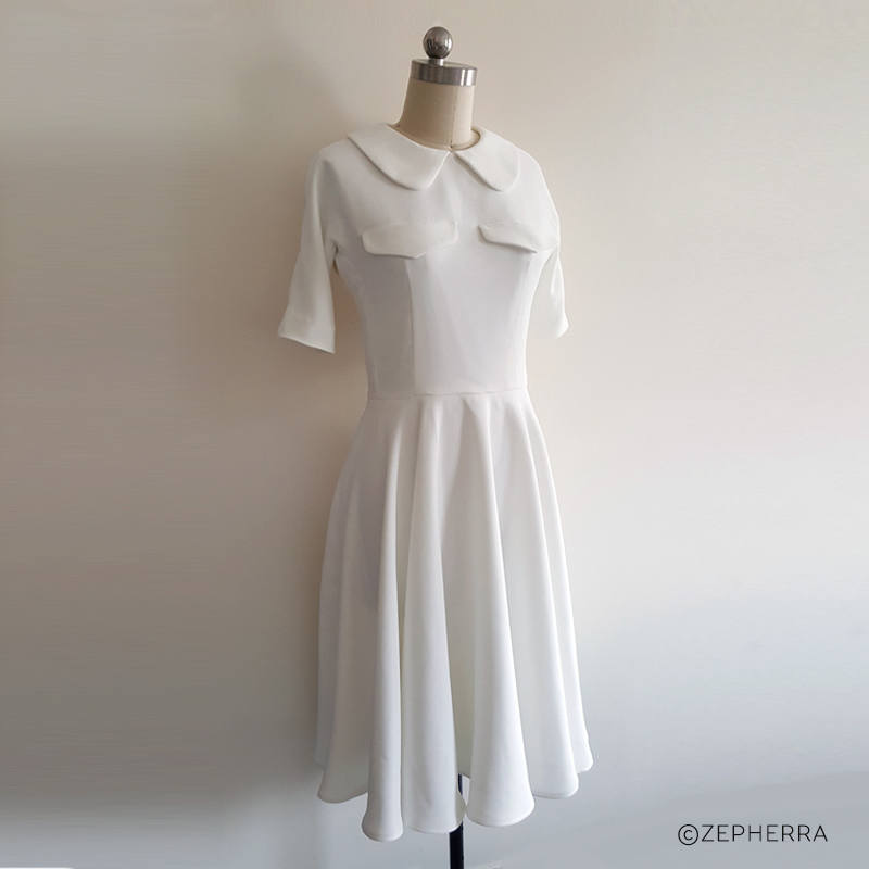 1950s cream swing dress Kate Middleton White Dress Royal India tour   MJcostume