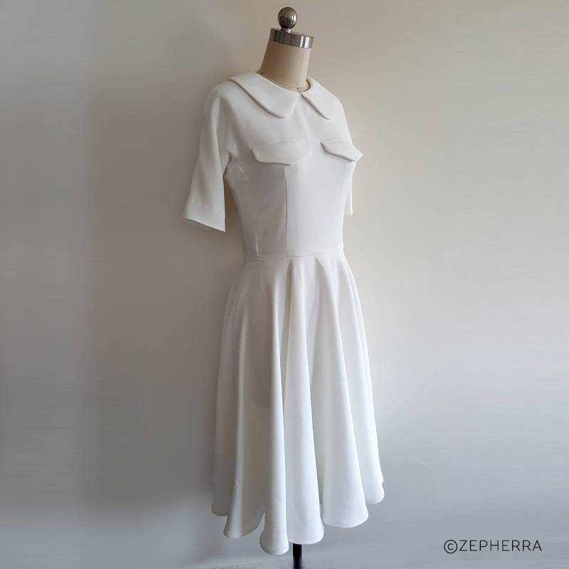 1950s cream swing dress Kate Middleton White Dress Royal India tour