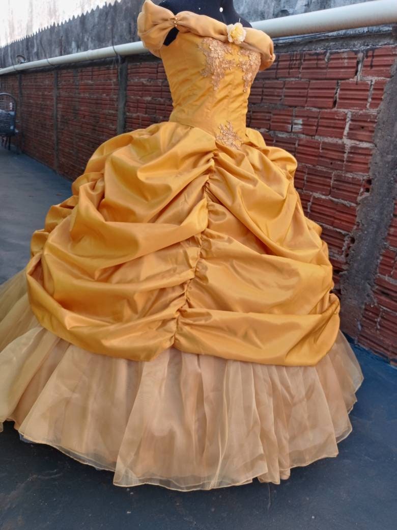 Princess Belle Ball gown golden Dress MJcostume Princess Belle Ball gown golden Dress MJcostume