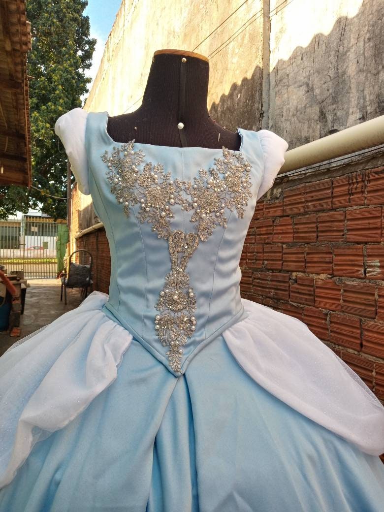 strapless open back dress Dress with hoop skirt Princess Cinderella dress – MJcostume