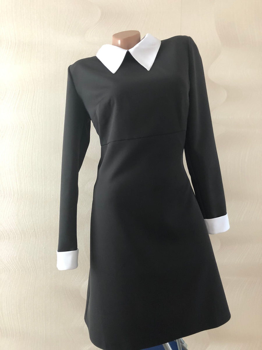 wednesday addams black dress white collar Wednesday Addams Style Clothing