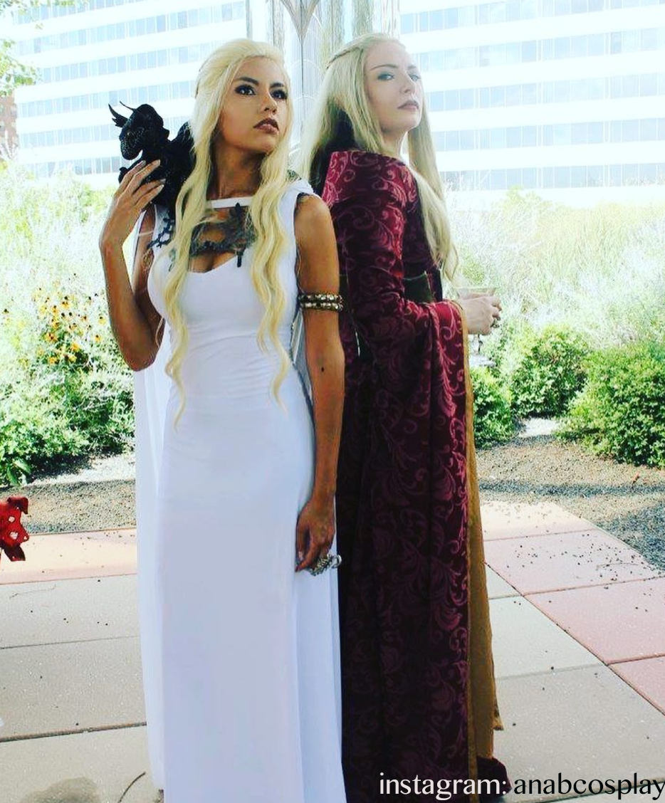 Cosplay Costume Game of Thrones White Daenerys Dragon Dress With Cape   MJcostume