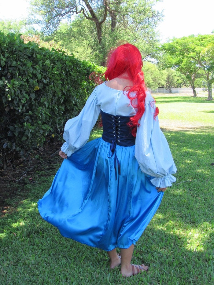3 Pc Ariel Princess Cosplay Little Mermaid Costume Gown Land Dress Ski –  MJcostume