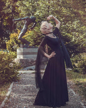 Load image into Gallery viewer, Black Gothic Witch Dress Larp Vampire Costume