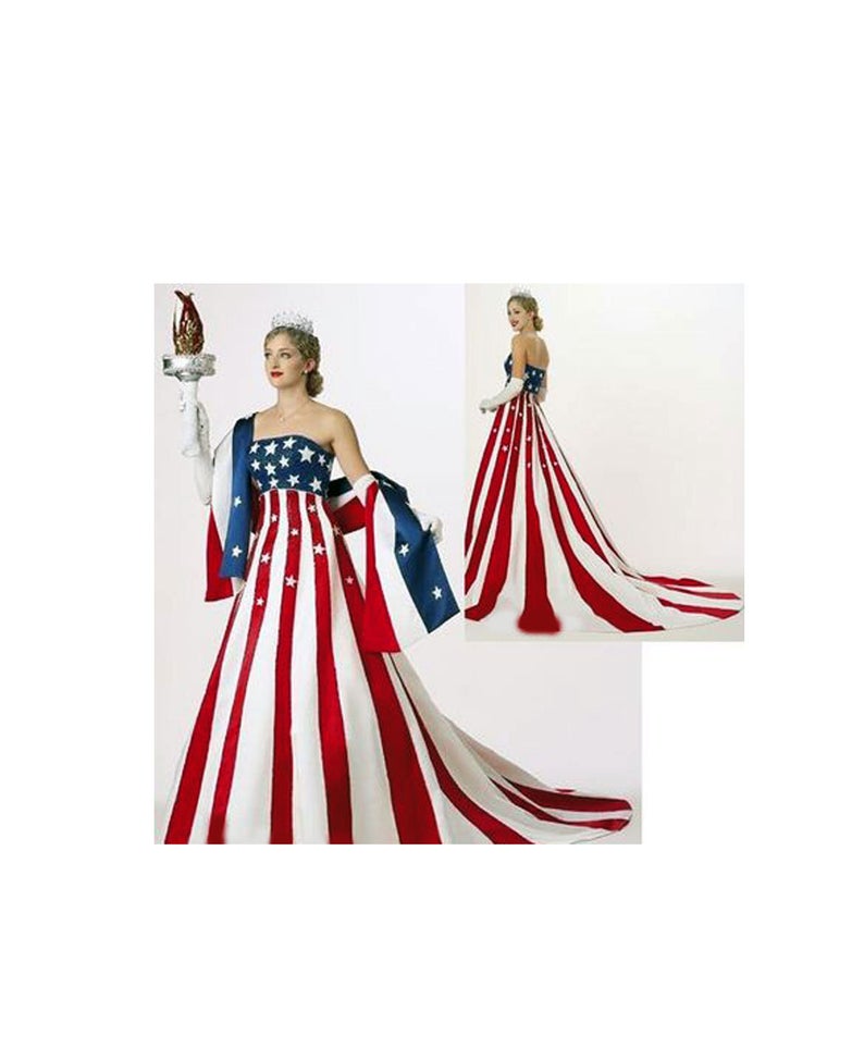 Pageant USA Flag Dress Patriotic Independ Day Gown Pageant USA Flag Dress Patriotic Independ Day Gown
