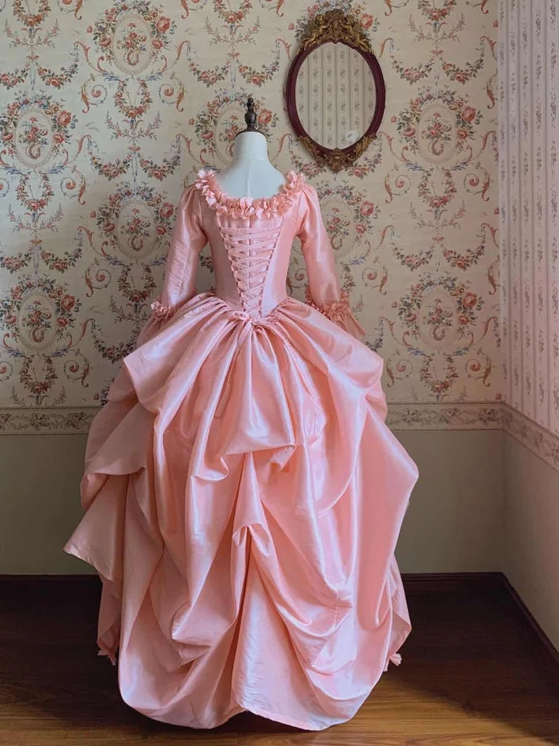 Rose Pink Marie Antoinette Dress Victorian inspired Rococo Baroque cos – MJcostume Rose Pink Marie Antoinette Dress Victorian inspired Rococo Baroque cos – MJcostume
