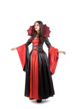 Load image into Gallery viewer, Vampire Costume Women&#39;s Vampiress Size 14  A fatally charming red and black satin vampire dress