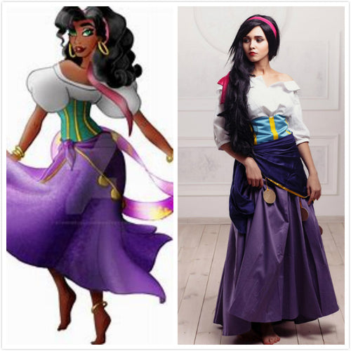Esmeralda cosplay costume gypsy dress The Hunchback of Notre Dame Romani hunchback Quasimodo adult Halloween costume