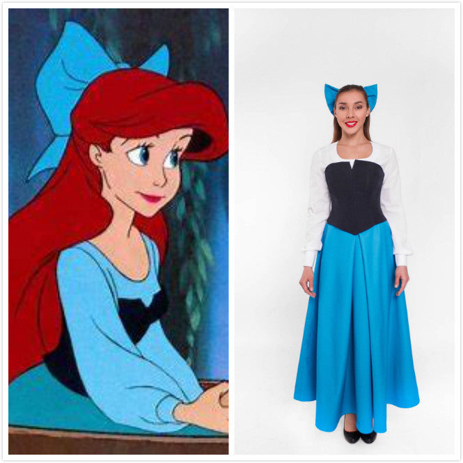 Ariel cosplay costume from The Little Mermaid movie princess outfit Blue dress Halloween costume