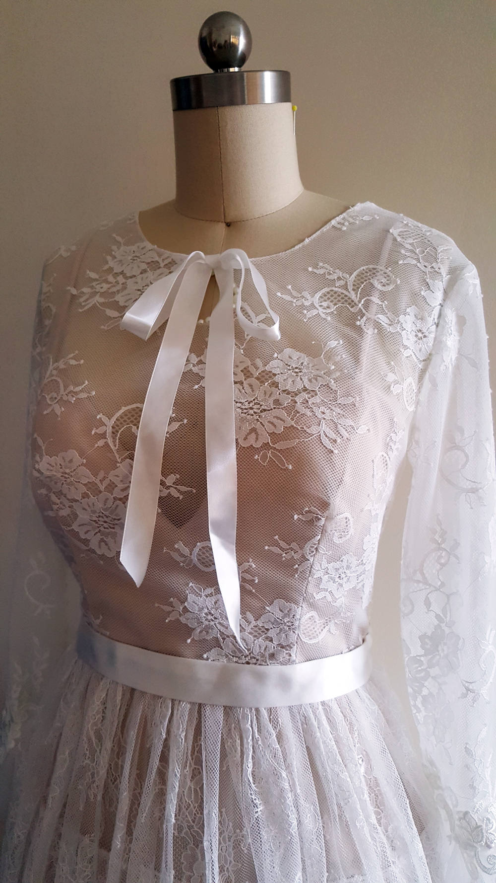 1920s wedding dress long sleeve fitted lace wedding dress Parma 1920s Inspired Gown in White WardrobeShop