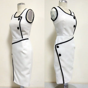 White Hollywood Glamour Tailored Vintage Pencil dress