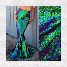 Load image into Gallery viewer, Sequin Mermaid Tail Skirt Green High Waist Sexy Adult Mermaid Costume