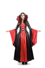 Load image into Gallery viewer, Vampire Costume Women&#39;s Vampiress Size 14  A fatally charming red and black satin vampire dress