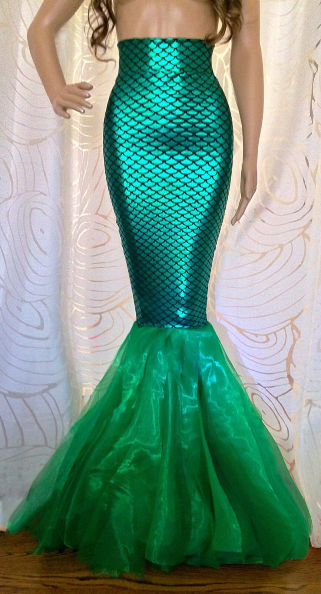 Fish Scale Mermaid Costume Tail Skirt Sexy High Waist Adult Halloween Costume