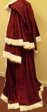 Load image into Gallery viewer, Maroon crushed velvet St Nicholas Father Christmas Victorian Santa Xmas Robe with jacket and trousers