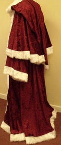 Maroon crushed velvet St Nicholas Father Christmas Victorian Santa Xmas Robe with jacket and trousers