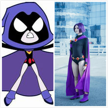 Load image into Gallery viewer, Raven from Teen Titans Go cosplay cloak Teen titans go party Halloween cartoon network clothing DC comics Young justice