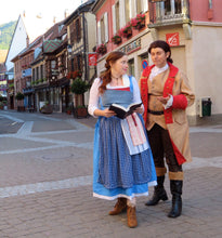 Load image into Gallery viewer, Adult Blue Peasant Village Dress Costume Cosplay inspired by Live Action Belle Beauty and the Beast Movie