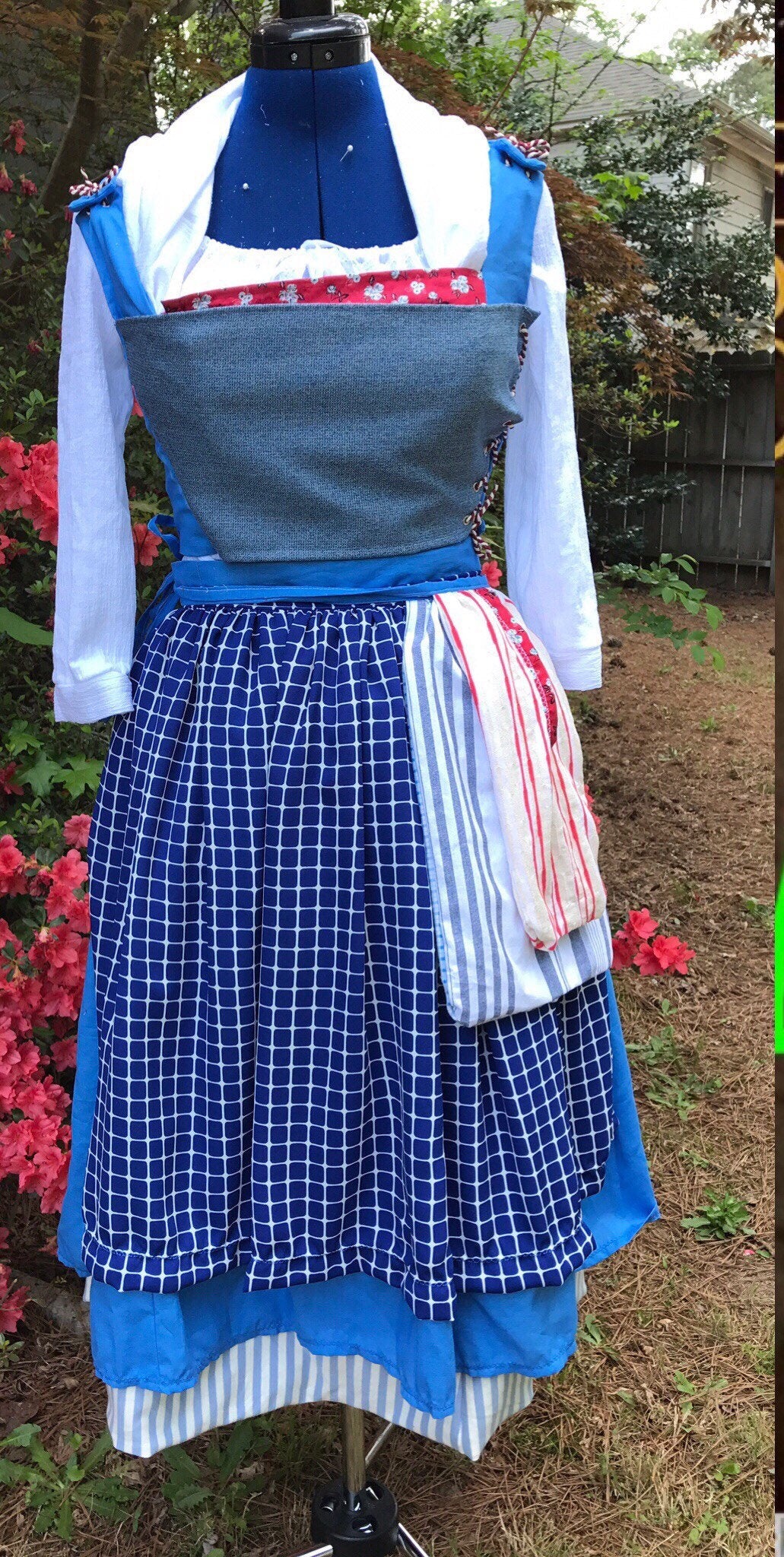 Adult Blue Peasant Village Dress Costume Cosplay inspired by Live Action Belle Beauty and the Beast Movie