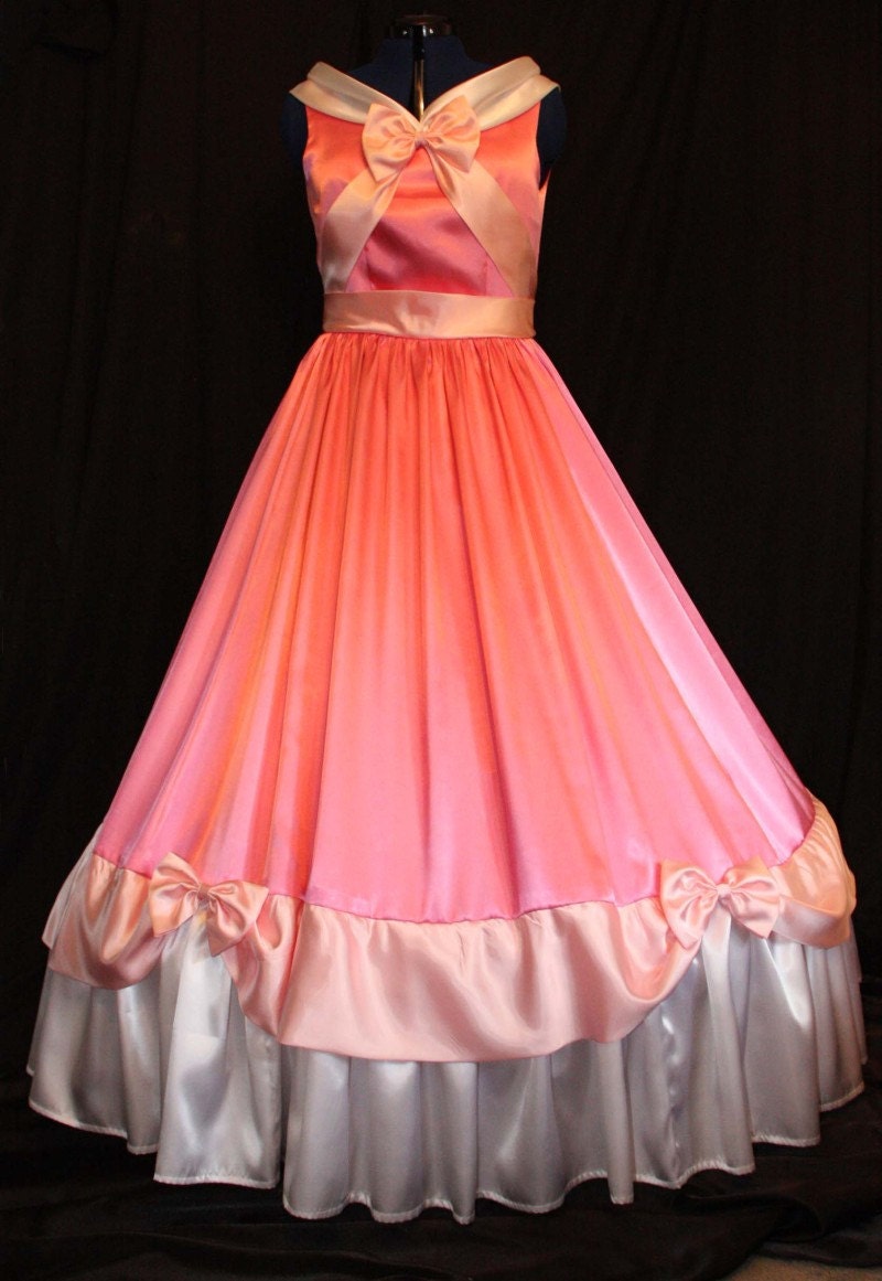 strapless open back dress Custom Cosplay Adult Cinderella Pink Gown Made By the Mice – MJcostume