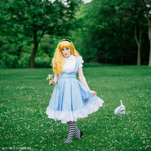 High Waisted Skirt with Straps Fairytale Halloween Alice in Wonderland Lolita Jumper Dress