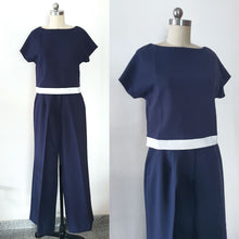 Load image into Gallery viewer, Cosplay costume wide leg Womens jumpsuit Amal Clooney Inspired blue Pants Suit Navy blue Jumpsuit