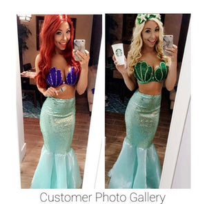 Aqua blue sequin mermaid tail skirt Halloween costume