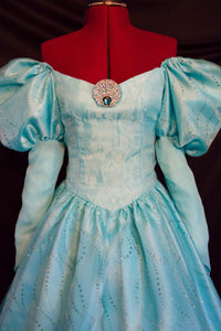 Costume Ariel Dress Cosplay Costume ADULT Custom Size Cosplay DELUXE Little Mermaid AQUA Gown