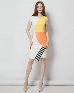 Colorblock elegant  Geometric dress  Asymmetrical dress Wrap dress Modern dress