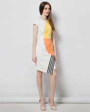 Load image into Gallery viewer, Colorblock elegant  Geometric dress  Asymmetrical dress Wrap dress Modern dress