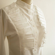 Load image into Gallery viewer, White pleated Shirt 1950s blouse Roman Audrey Hepburn blouse cosplay costume