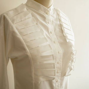 White pleated Shirt 1950s blouse Roman Audrey Hepburn blouse cosplay costume