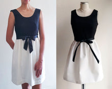 Load image into Gallery viewer, 1950s Black and White Dress wedding guest dress Audrey hepburn style Ballerina dress