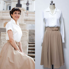 Load image into Gallery viewer, Vintage 50s skirt Swing with belt  Audrey Hepburn skirt Roman Holiday Circular Skirt cosplay costume