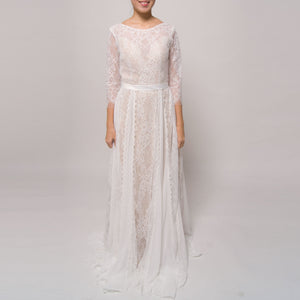 Bohemian Long sleeve lace Vintage Wedding dress