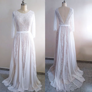 Bohemian Long sleeve lace Vintage Wedding dress