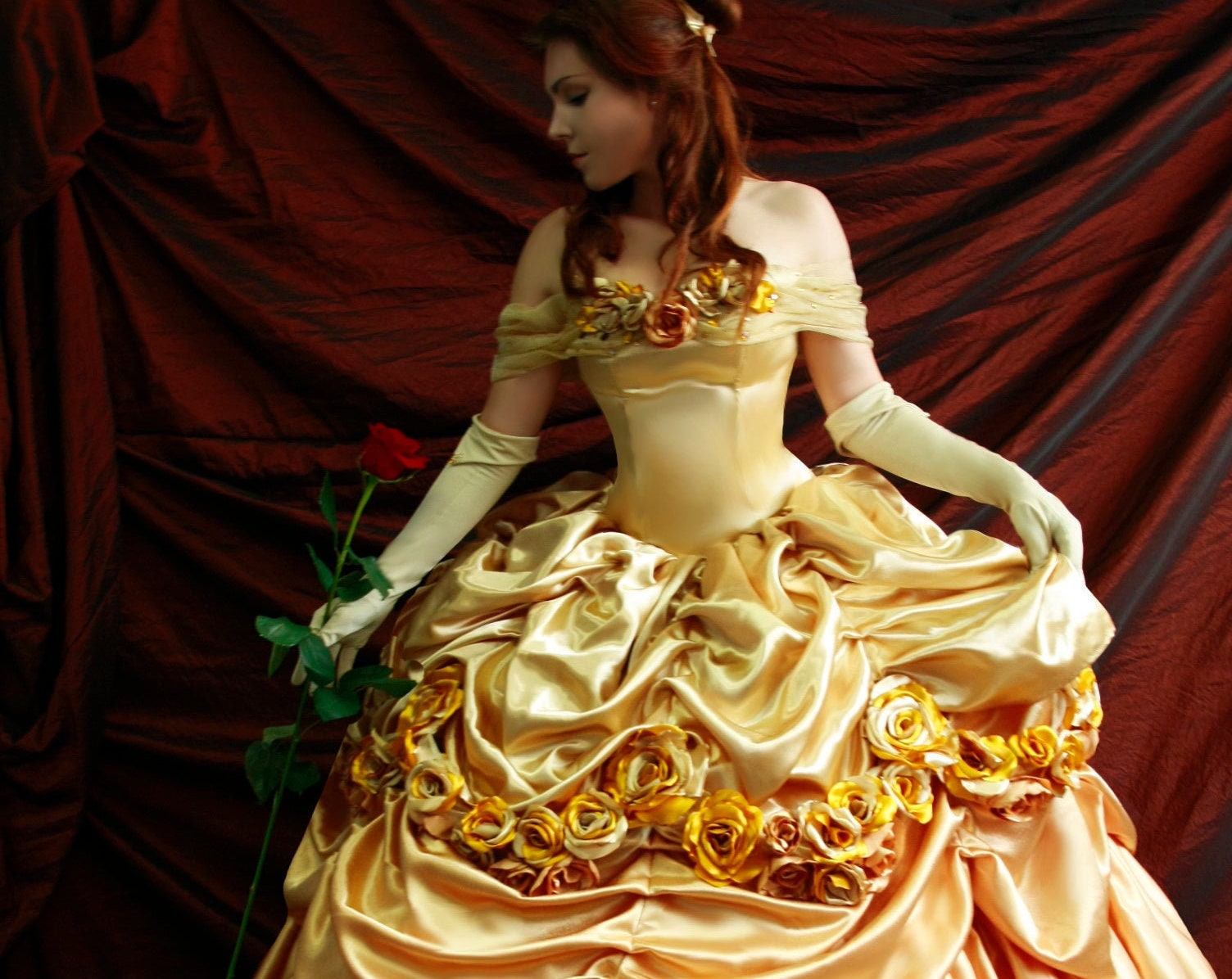 Belle's Gold Dress Costume Adult Belle cosplay costume Belle MJcostume Belle's Gold Dress Costume Adult Belle cosplay costume Belle MJcostume