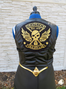 Adult Black and Gold Motorcycle Jacket Coat Cosplay Costume