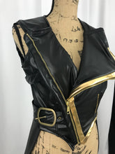 Load image into Gallery viewer, Adult Black and Gold Motorcycle Jacket Coat Cosplay Costume