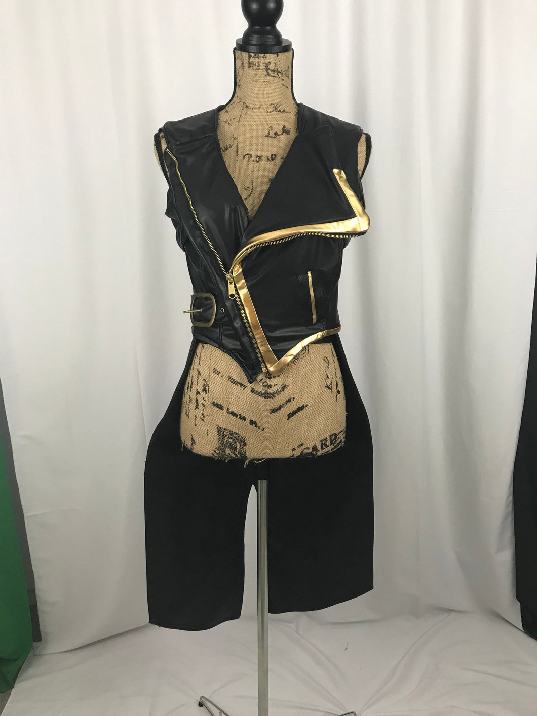 Adult Black and Gold Motorcycle Jacket Coat Cosplay Costume