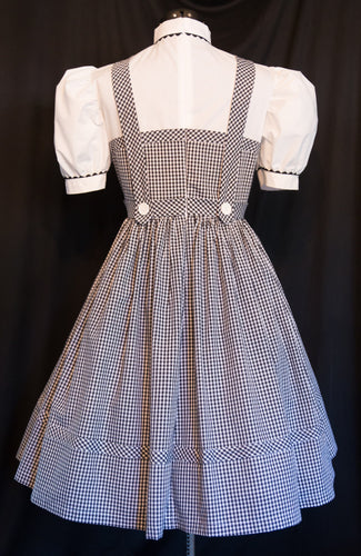 ADULT Size Black and White AUTHENTIC Reproduction DOROTHY Dress Costume