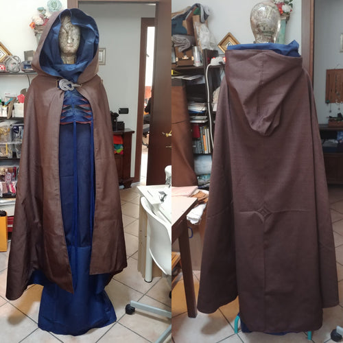 READY FOR SHIPPING Blue Brown Wizard dress, Mage costume set, Sorceress wardrobe , Pagan Priest Priestess Costume, set 4 pieces