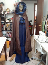 Load image into Gallery viewer, READY FOR SHIPPING Blue Brown Wizard dress, Mage costume set, Sorceress wardrobe , Pagan Priest Priestess Costume, set 4 pieces