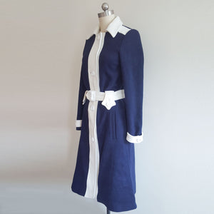 Cosplay costume Blue and White Coat Celebrity Coat  Amal Clooney Vintage Coat Inspired 1960s Coat