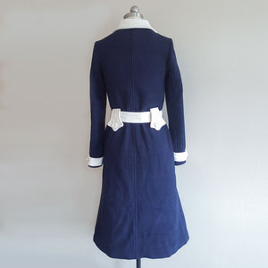 Cosplay costume Blue and White Coat Celebrity Coat  Amal Clooney Vintage Coat Inspired 1960s Coat
