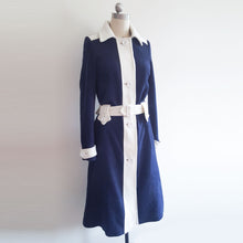 Load image into Gallery viewer, Cosplay costume Blue and White Coat Celebrity Coat  Amal Clooney Vintage Coat Inspired 1960s Coat