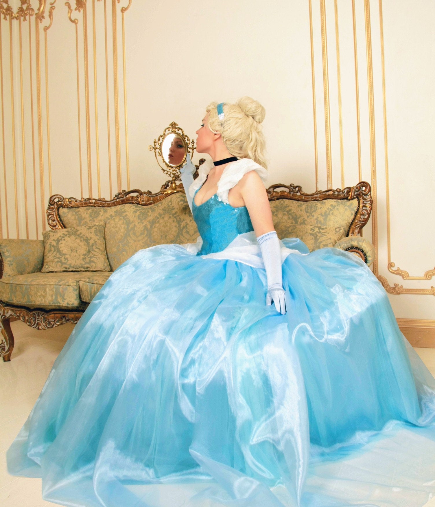 Cinderella Princess Blue dress cosplay Adult dress princess cinderella MJcostume Cinderella Princess Blue dress cosplay Adult dress princess cinderella MJcostume